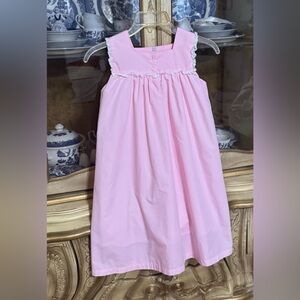 Little Louanne pink dress eyelet trim size 7 girls boutique